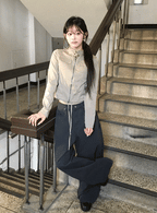 【彎刀神褲】Back Button Wide Pants