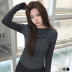 【🩶y2k vibe】Layered Ribbon Top Set