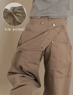 【彎刀神褲】Back Button Wide Pants