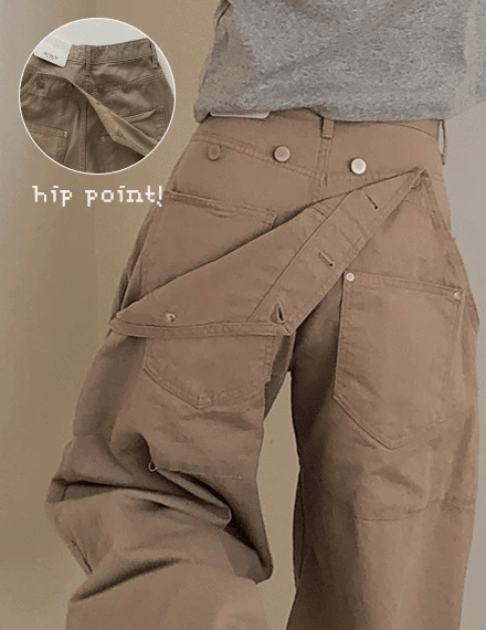 【彎刀神褲】Back Button Wide Pants