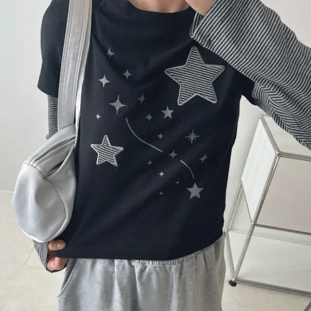【層疊穿搭】Layered Star Patch Tee