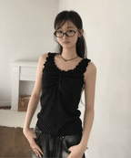 【🍦Summer Tank Top】Dot Ribbon Sleeveless 