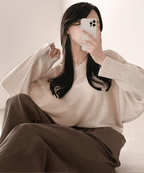 Orders surge! Basic loose-fitting knit long-sleeved shirt