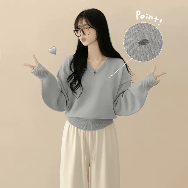 【🌷New Spring Arrivals】Label V-Neck Knit 