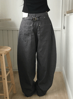 【彎刀神褲】Striped Back Buckle Pants