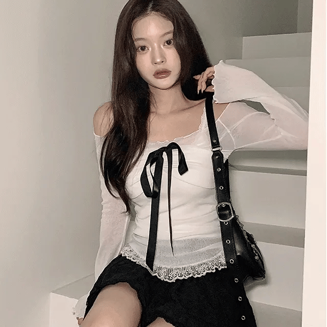 【🩶約會Pick】Ribbon Rose Top