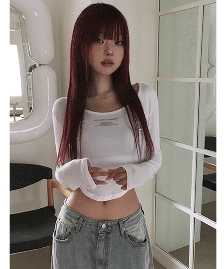 【🤍y2k vibe】Lettering Crop Tee