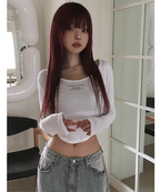 【🤍y2k vibe】Lettering Crop Tee