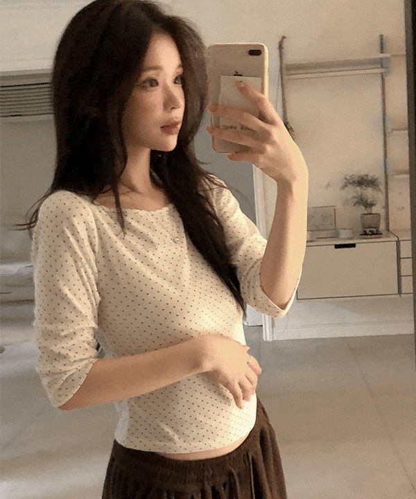 【波點七分袖】Dot Round Tee