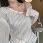 【🩶韓系小性感】Shirring See-Through Knit