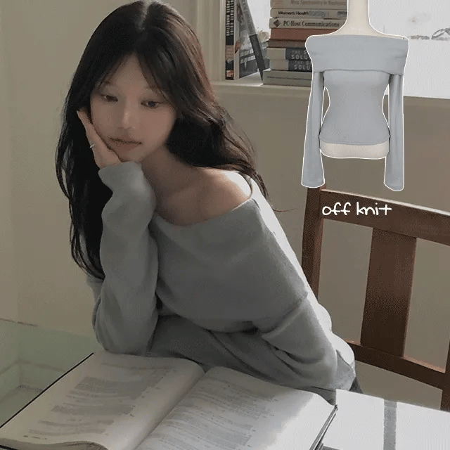【❤️節日造型】Slim Fit Off-Shoulder Knit