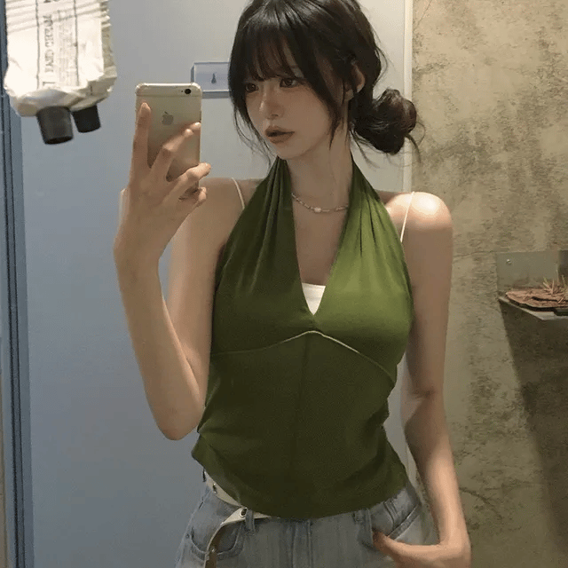 【夏日背心】Slip-on Halter Mesh Top
