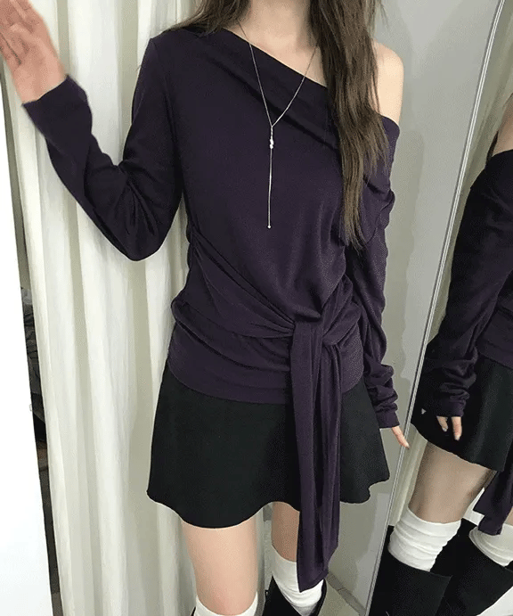 【🍇秋冬新色】Drape Ribbon Top