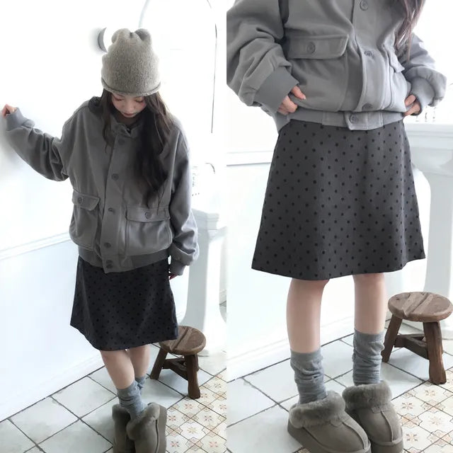 【🩶韓系中長裙】Dot Midi Skirt