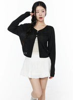 【溫柔透膚】Flower Button Cardigan