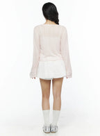【溫柔透膚】Flower Button Cardigan