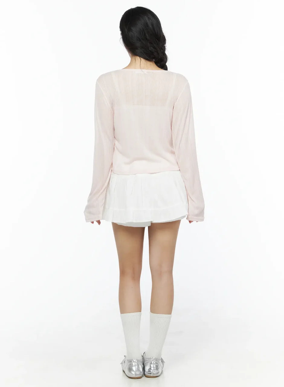 【溫柔透膚】Flower Button Cardigan
