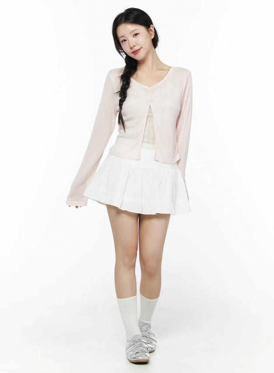 【溫柔透膚】Flower Button Cardigan
