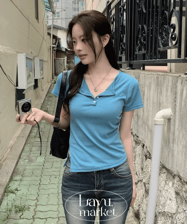 Aqua Side Shirring Tee