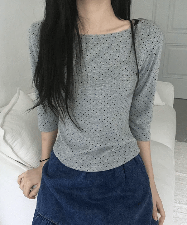 【波點七分袖】Dot Round Tee