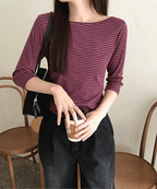 【顯瘦七分袖】Boat Neck Slim Tee