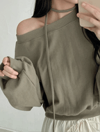 【型格休閒】Off Shoulder Sweatshirt Scarf Set