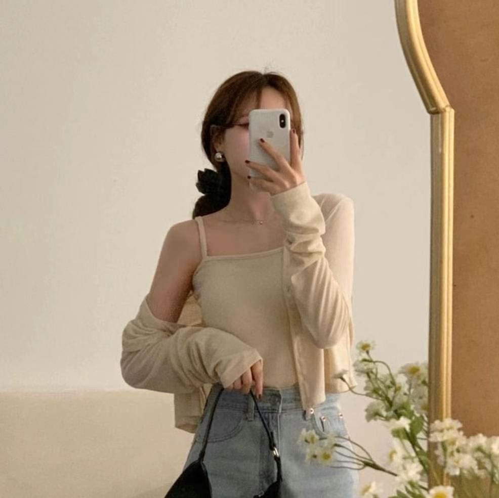 清爽背心開衫兩件套裝