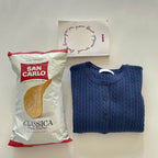 The colors are perfect! Fruit-patterned round neck cable knit cardigan 