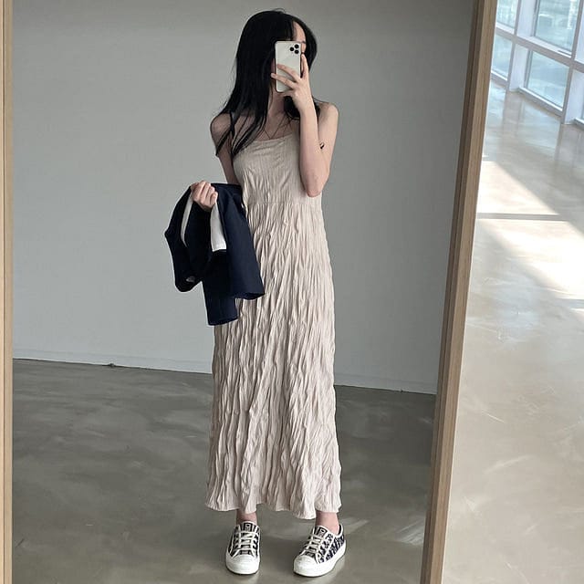 Ruffled camisole maxi dress