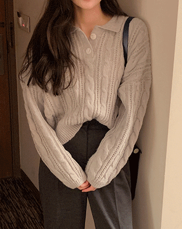 【🍷Christmas &amp; New Year PICK】Double-button collar cable knit top