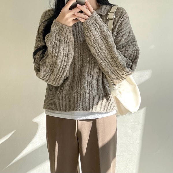 【🍷Christmas &amp; New Year PICK】Double-button collar cable knit top