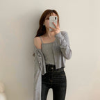 Refreshing vest and cardigan two-piece set