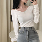 Off-the-shoulder long-sleeved top