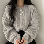 【🍷Christmas &amp; New Year PICK】Double-button collar cable knit top