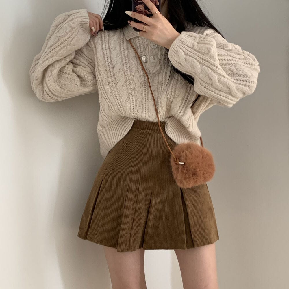 【🍷Christmas &amp; New Year PICK】Double-button collar cable knit top