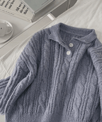 【🍷Christmas &amp; New Year PICK】Double-button collar cable knit top