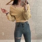 Subtle Off-Shoulder Long-Sleeve Set