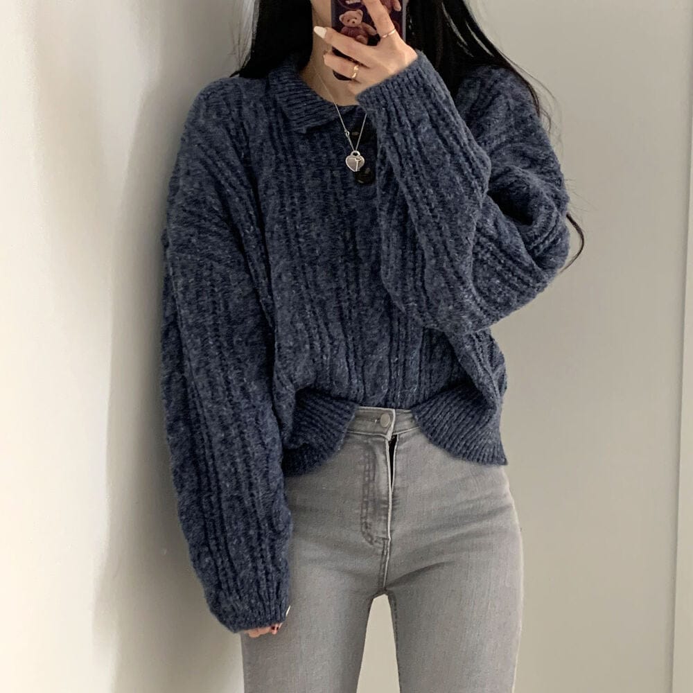 【🍷Christmas &amp; New Year PICK】Double-button collar cable knit top
