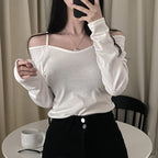 Off-the-shoulder long-sleeved top