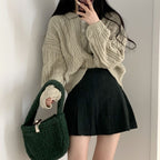 【🍷Christmas &amp; New Year PICK】Double-button collar cable knit top