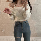 Subtle Off-Shoulder Long-Sleeve Set