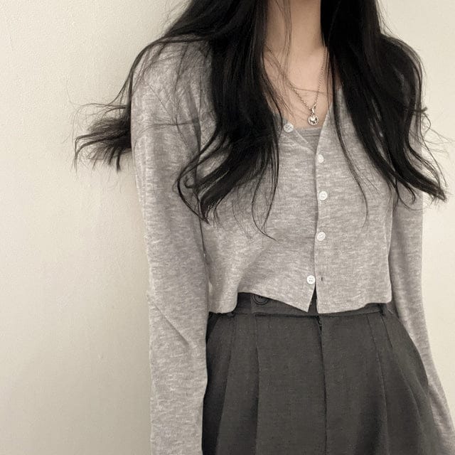 清爽背心開衫兩件套裝