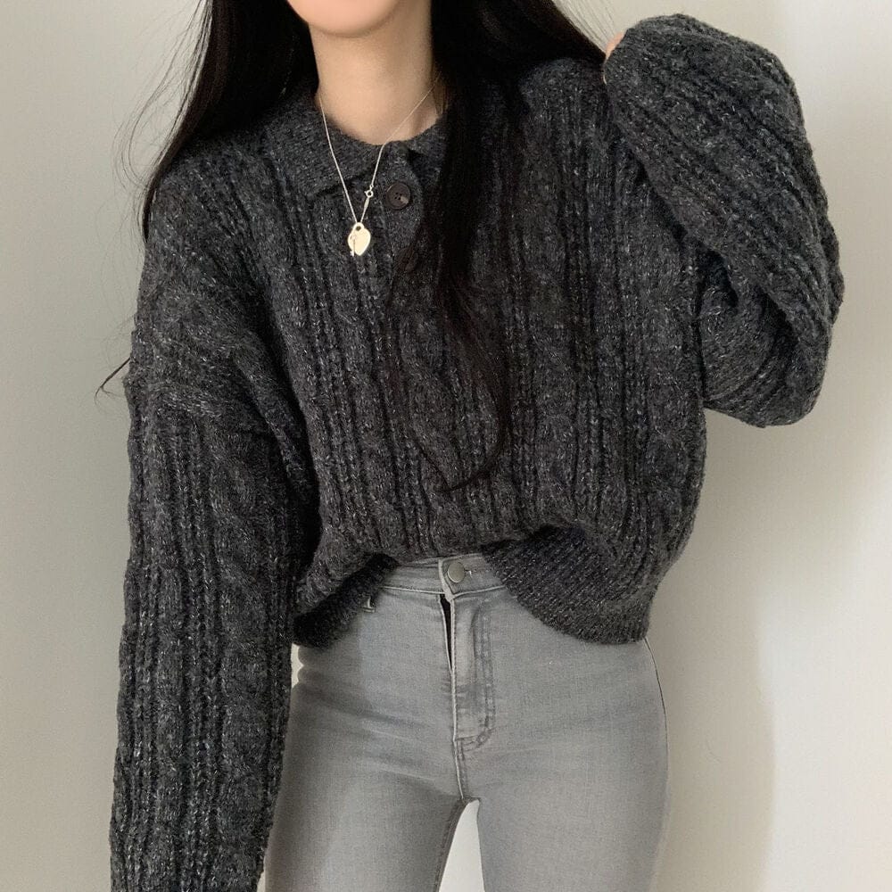 【🍷聖誕新年PICK】雙扣領麻花針織上衣
