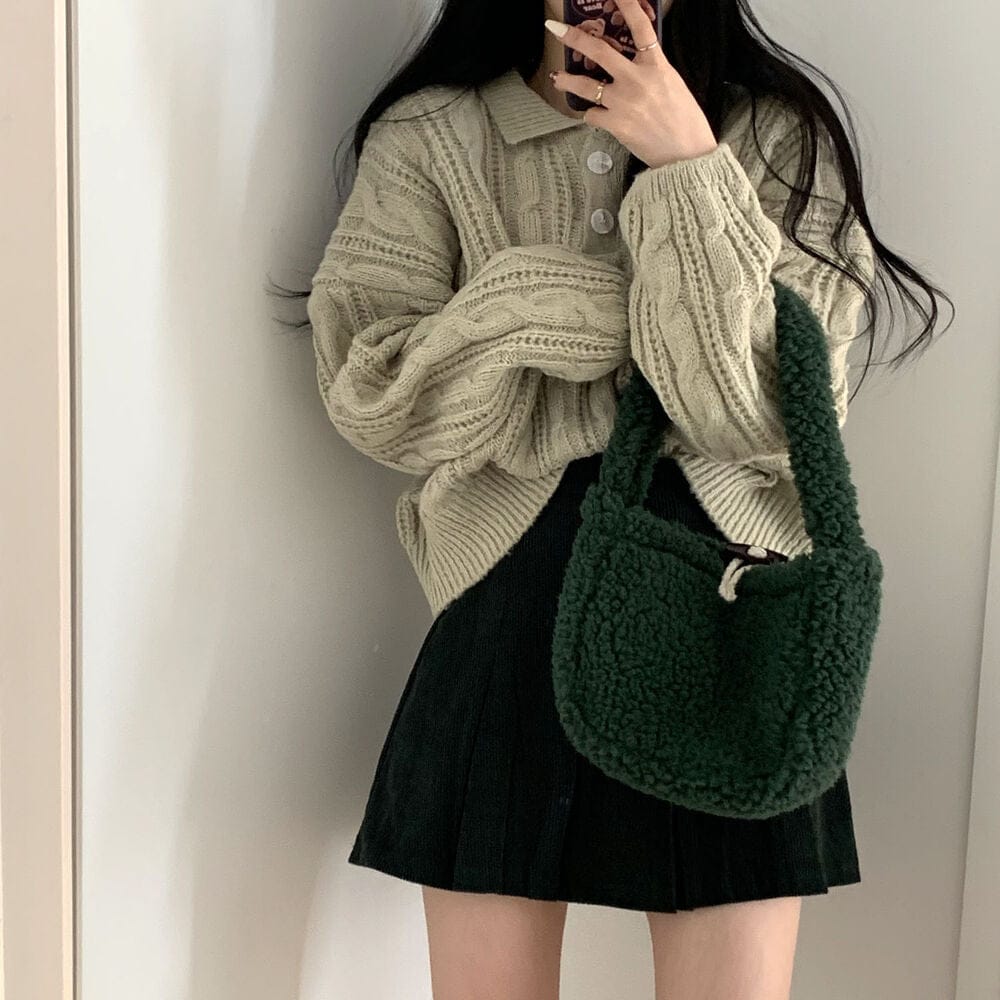 【🍷聖誕新年PICK】雙扣領麻花針織上衣