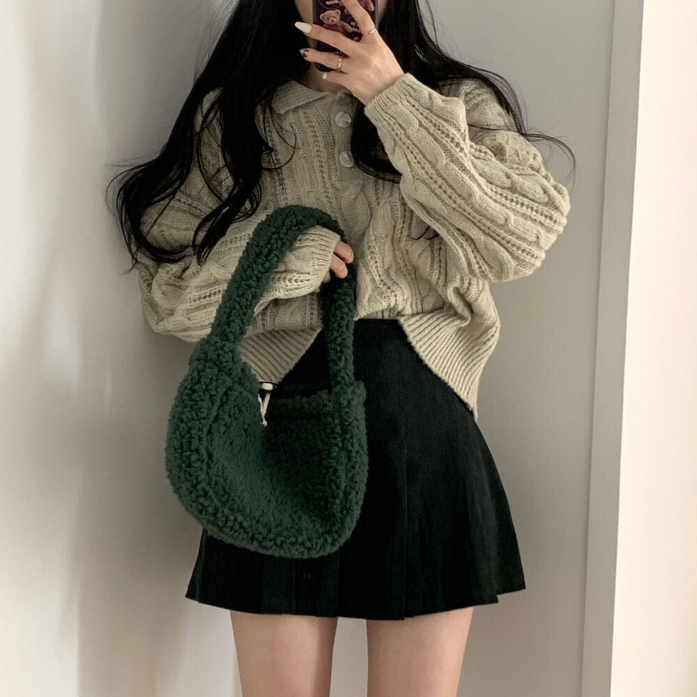 【🍷Christmas &amp; New Year PICK】Double-button collar cable knit top