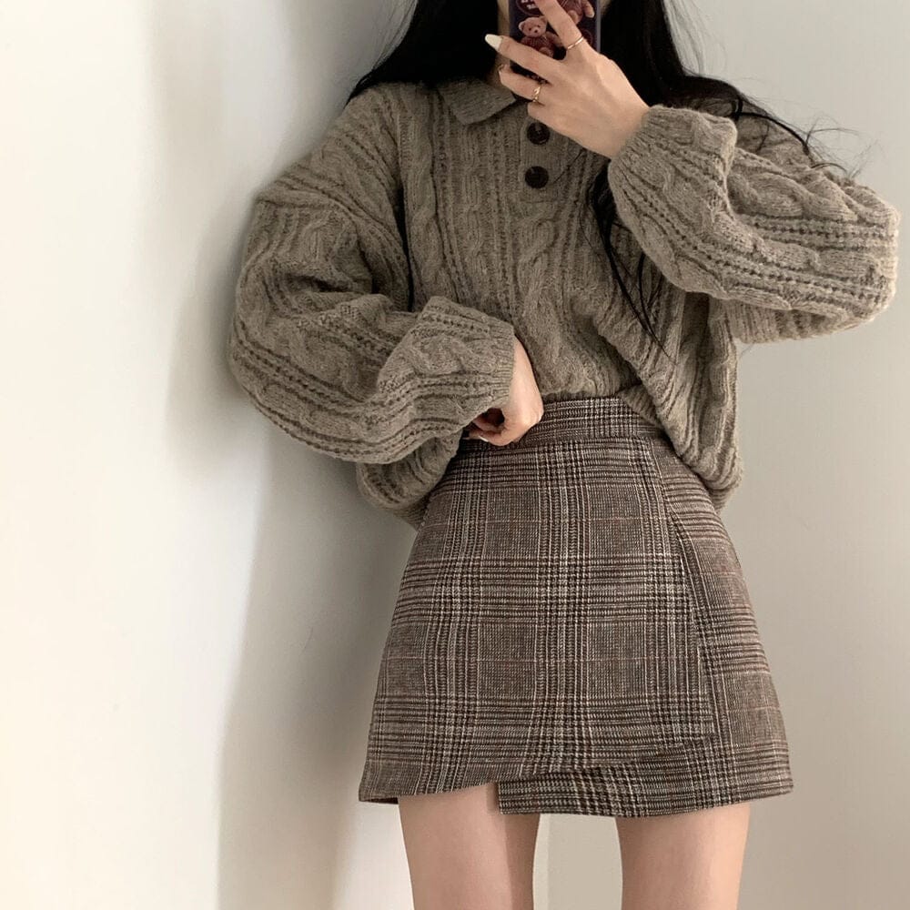 【🍷Christmas &amp; New Year PICK】Double-button collar cable knit top