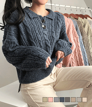 【🍷Christmas &amp; New Year PICK】Double-button collar cable knit top