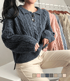 【🍷Christmas &amp; New Year PICK】Double-button collar cable knit top