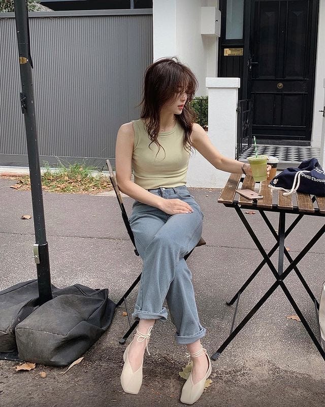 韓網自家製簡約修身背心