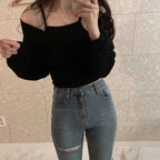 Subtle Off-Shoulder Long-Sleeve Set